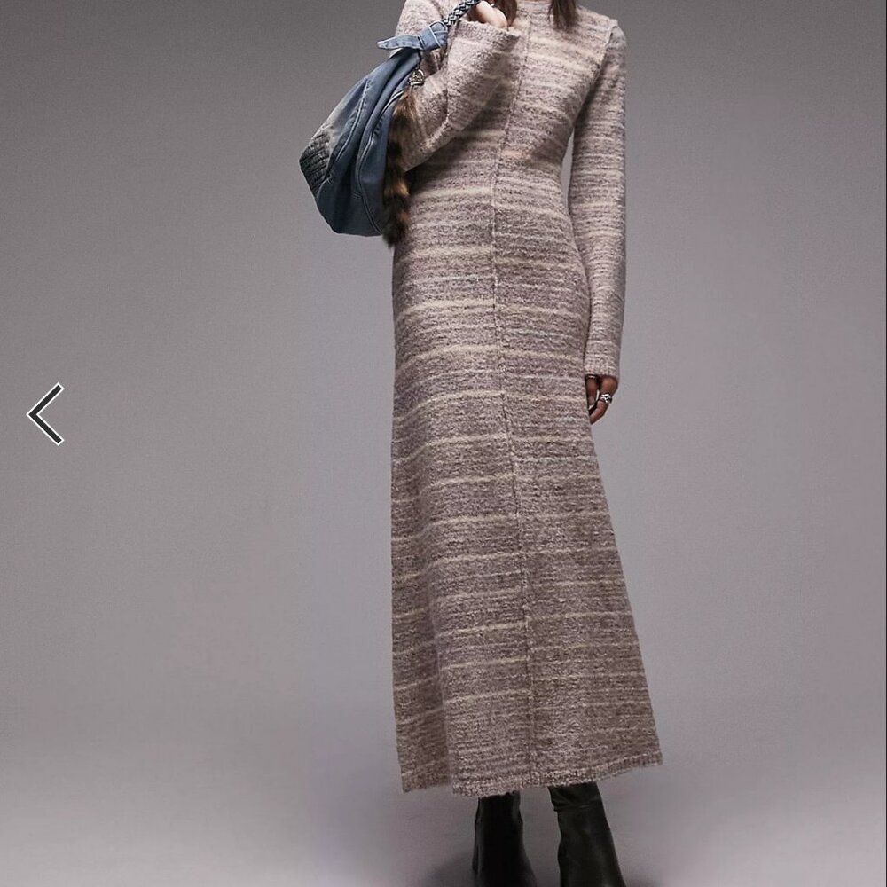 Topshop Beige and Cream Knit Maxi Dress